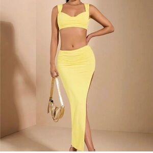 NEW SHEIN yellow skirt set